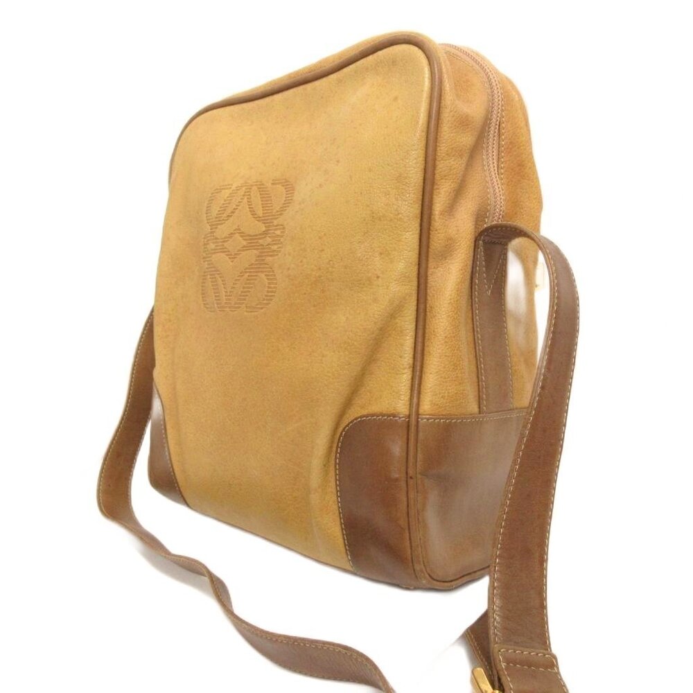 Loewe Anagram Shoulder Bag Crossbody Square Leather Beige